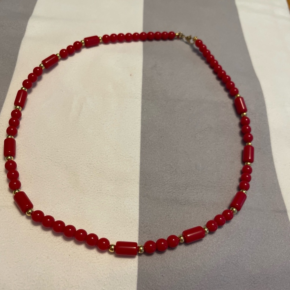 Elegant Red Beaded Monet Vintage Necklace(Never Worn)